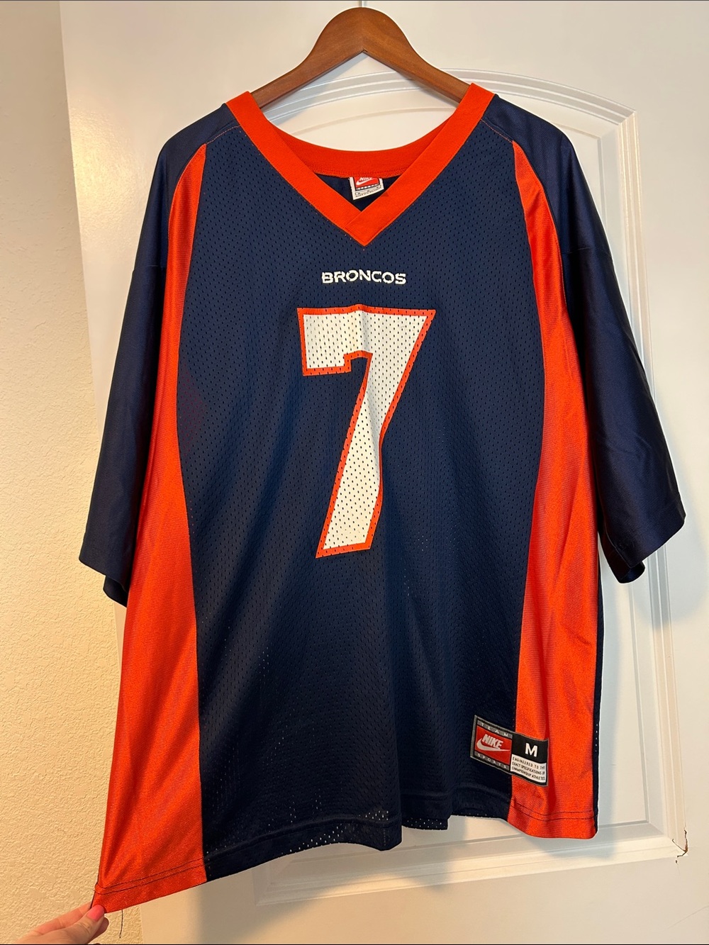 John Elway Denver Broncos #7 Navy and Orange Nike Jersey Size Medium